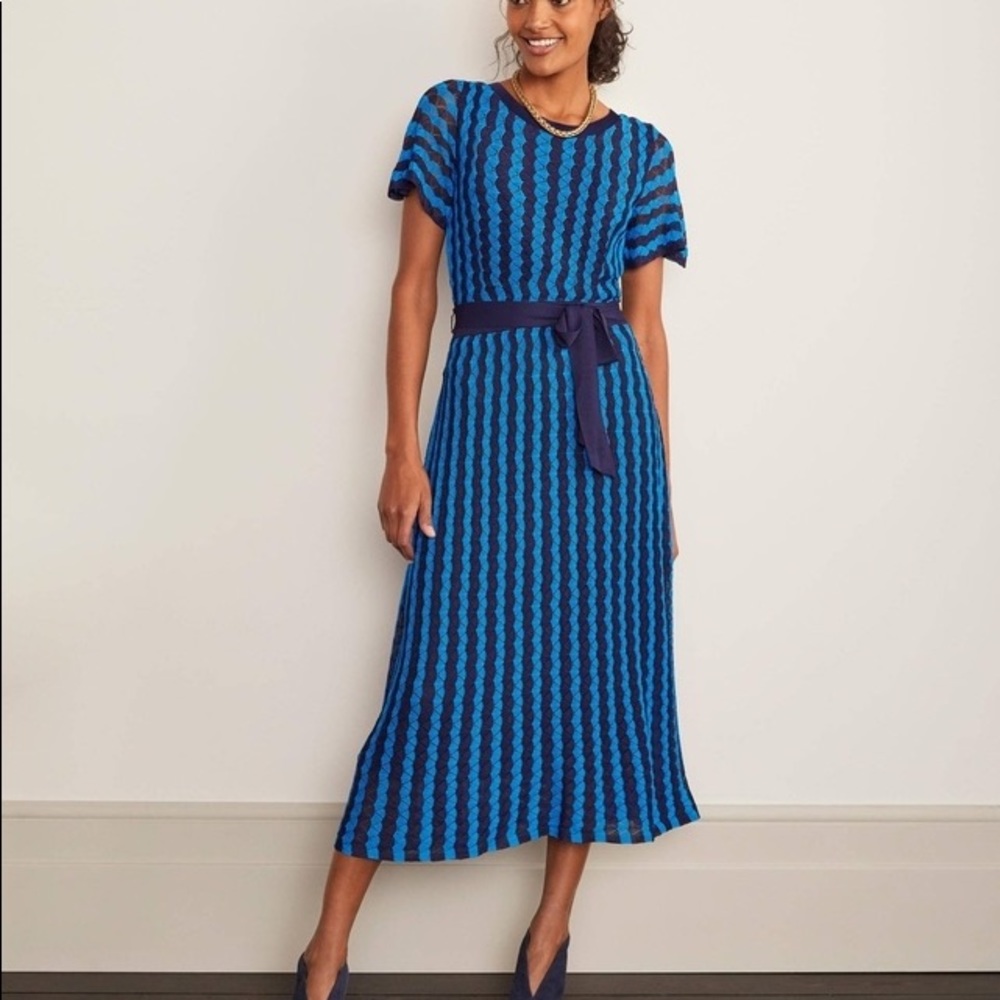 Boden Blue Rowan Pointelle Knitted Dress - Picture 2 of 12